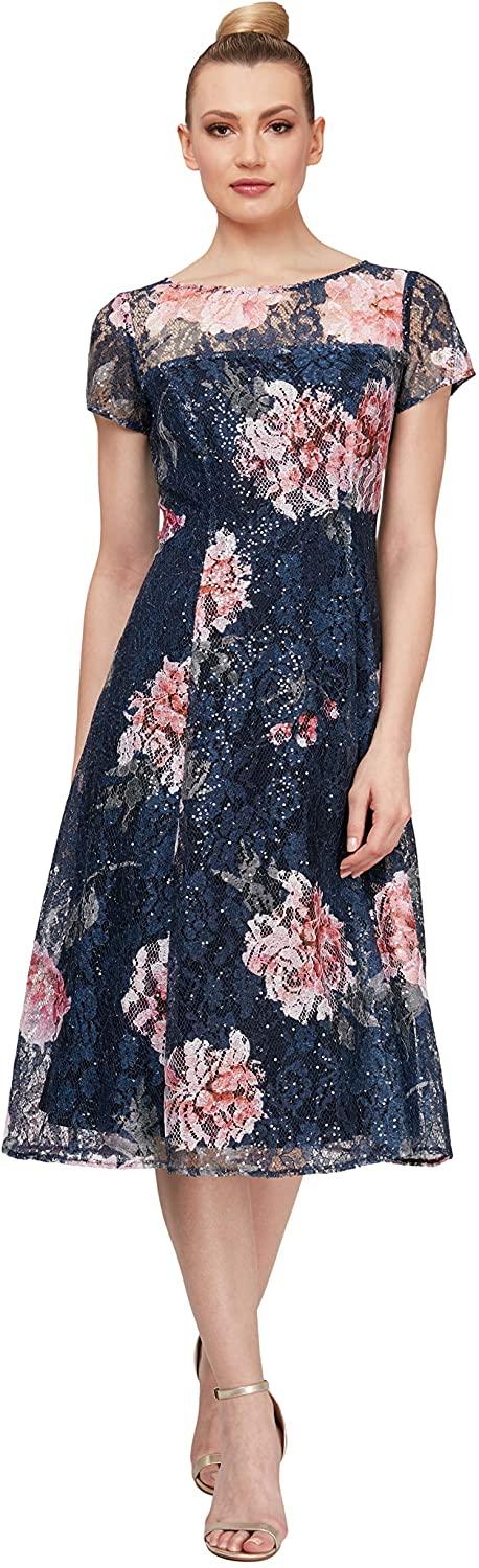 SL Fashions Floral Midi Formal Dress Sale - The Dress Outlet