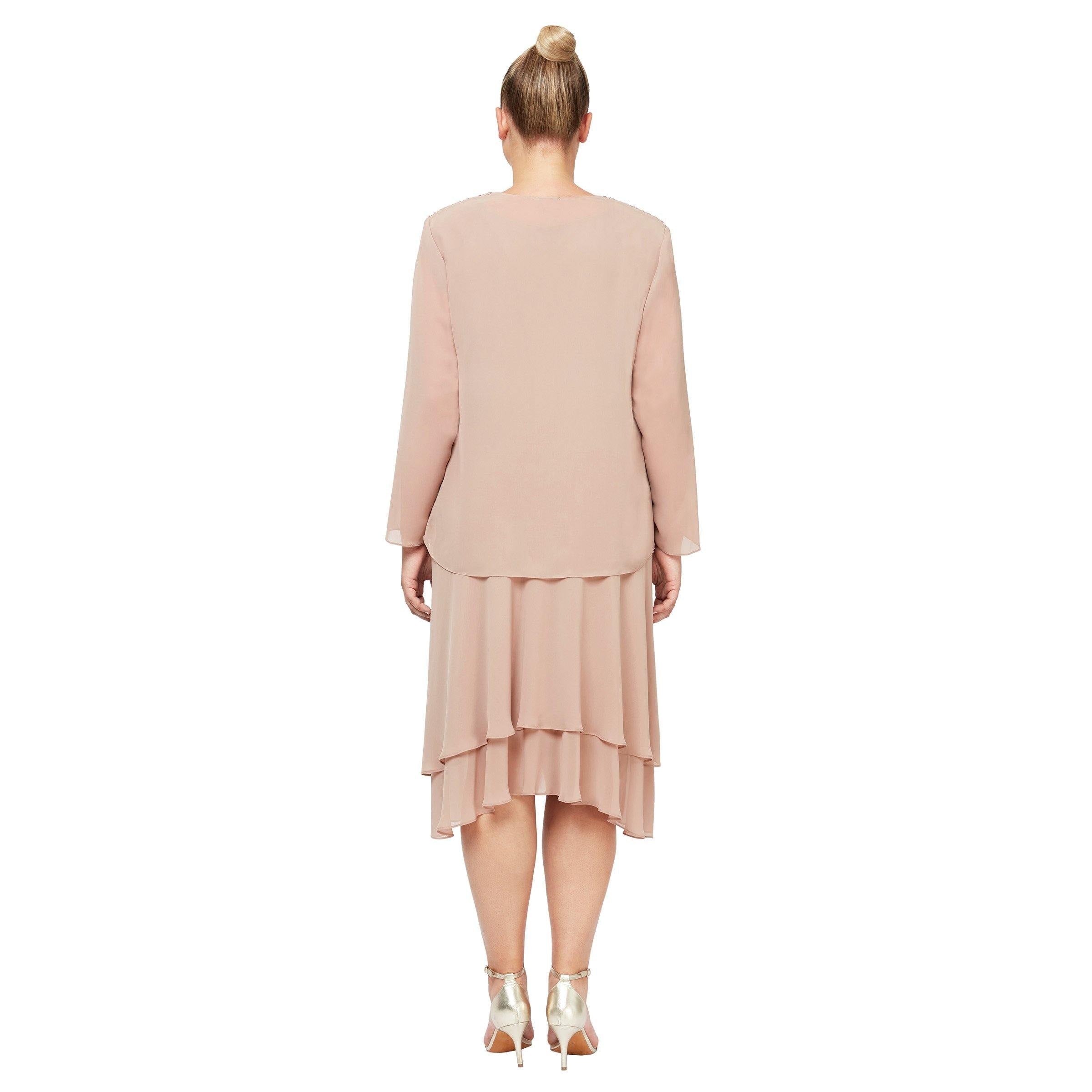 Steel SL Fashions 616184 High Low Plus Size Jacket Dress