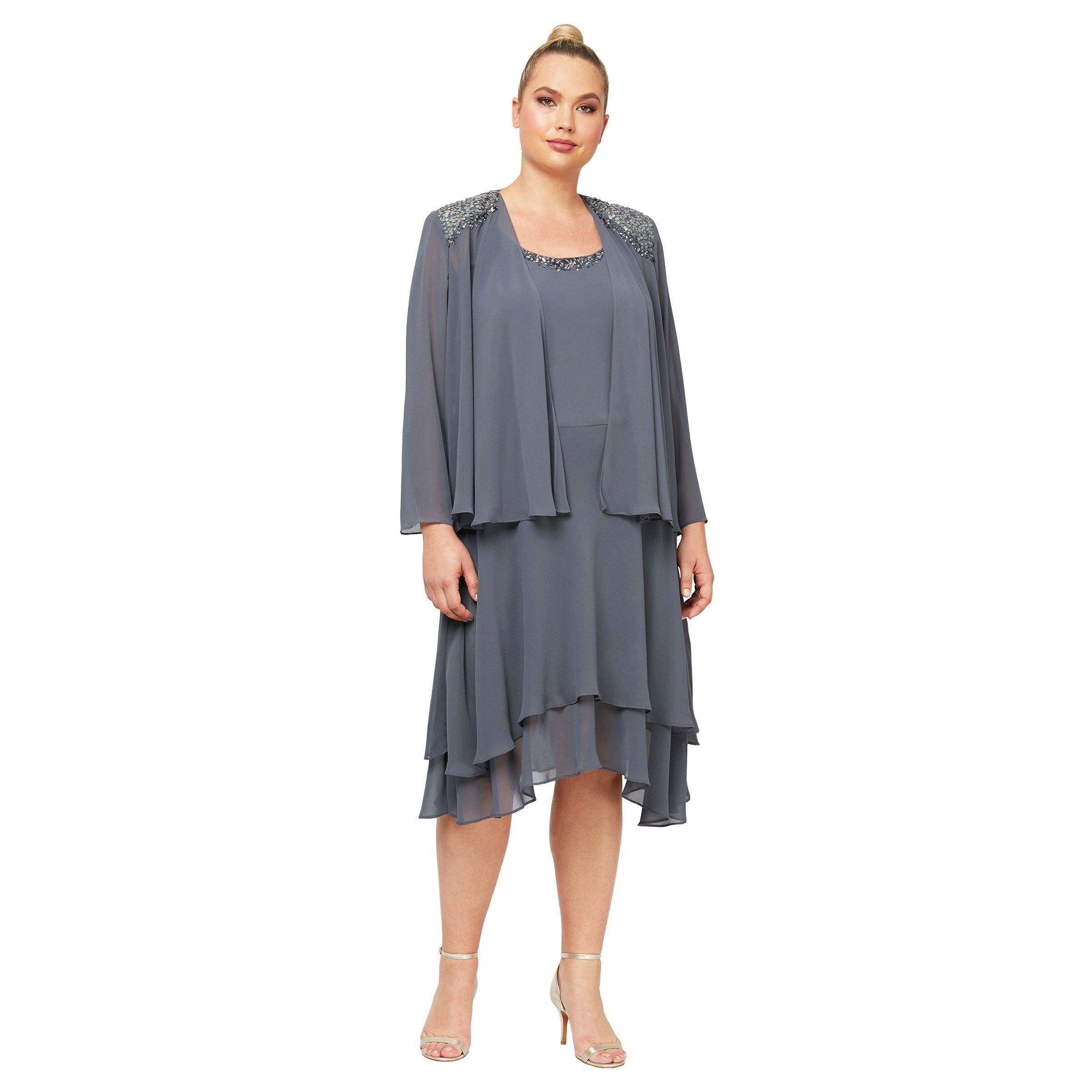 SL Fashions High Low Plus Size Jacket Dress 616184 - The Dress Outlet