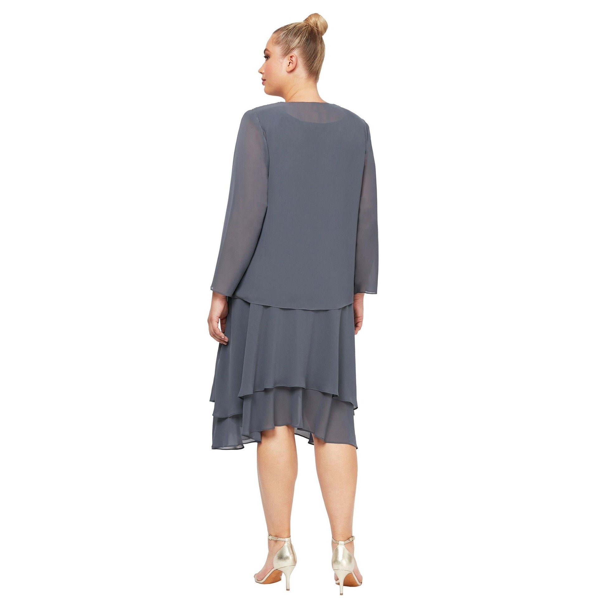 SL Fashions 616184 High Low Plus Size Jacket Dress