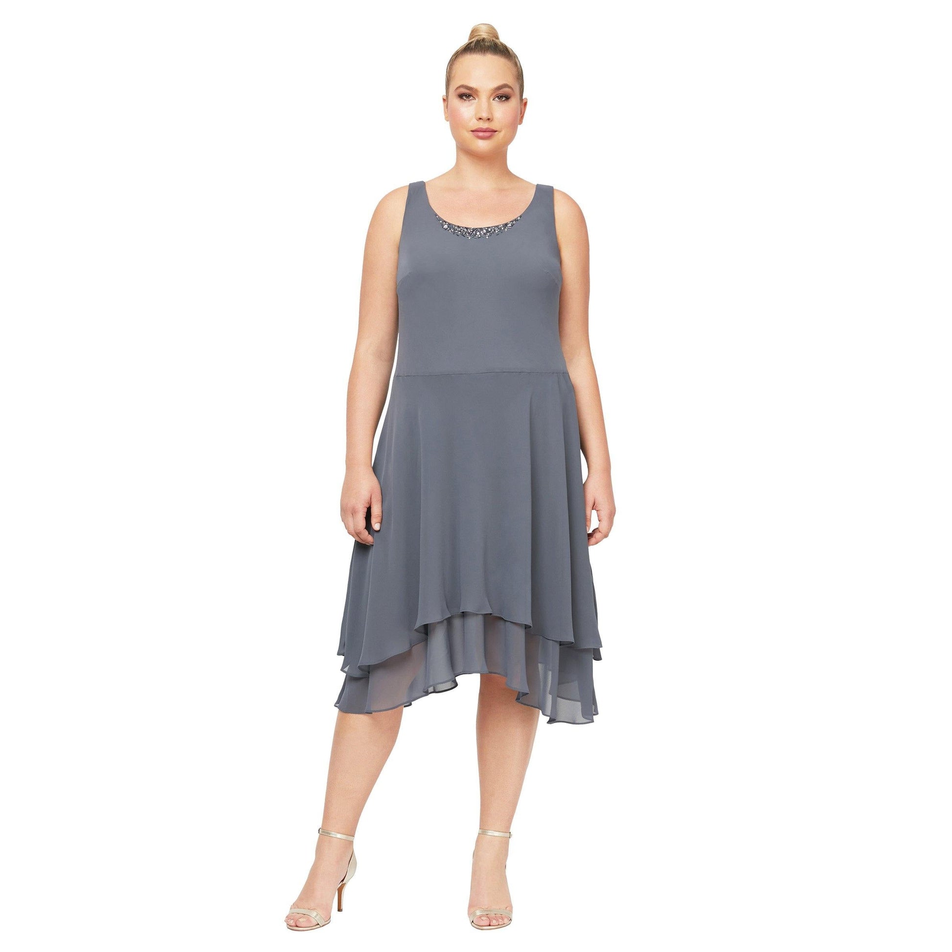 SL Fashions 616184 High Low Plus Size Jacket Dress