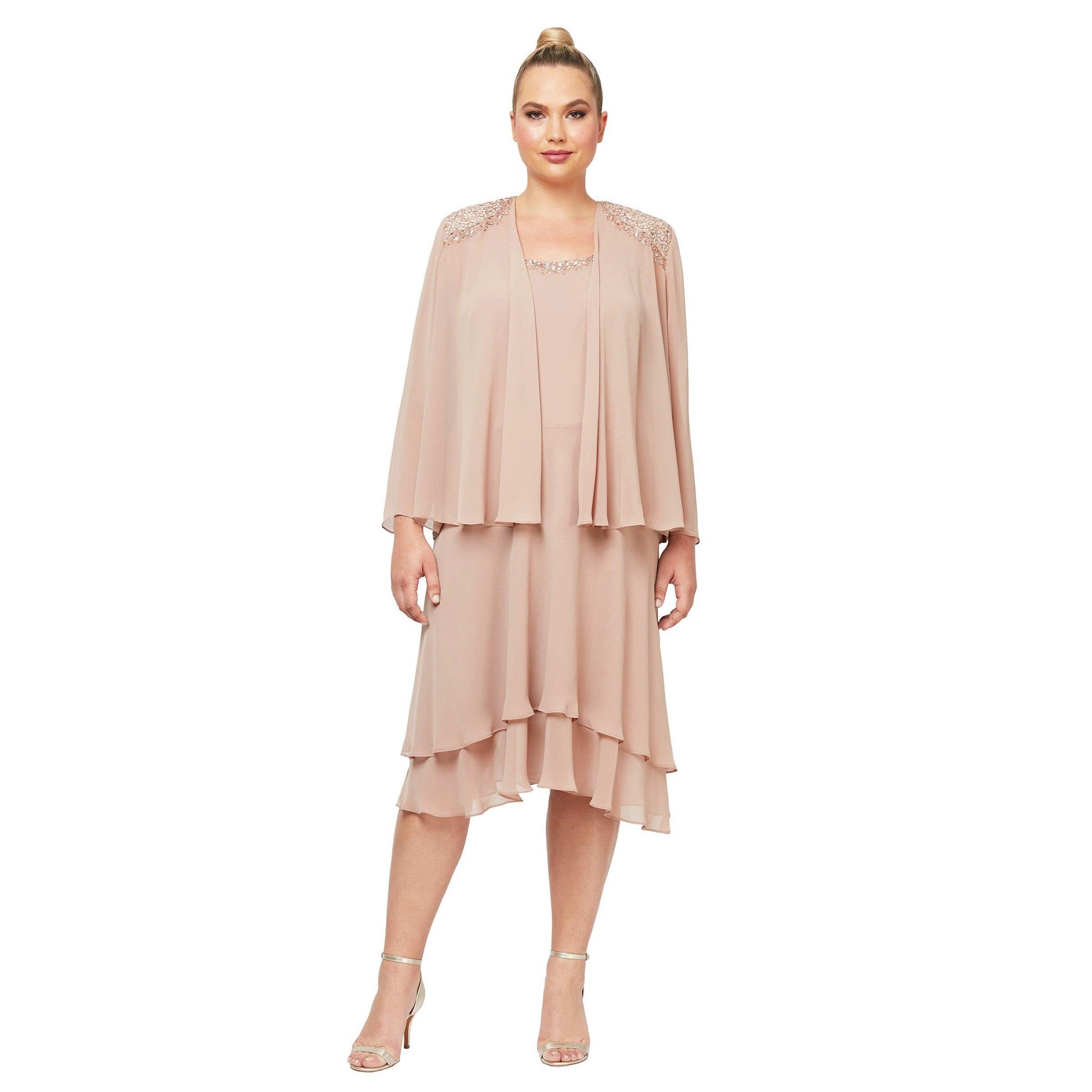 SL Fashions 616184 High Low Plus Size Jacket Dress