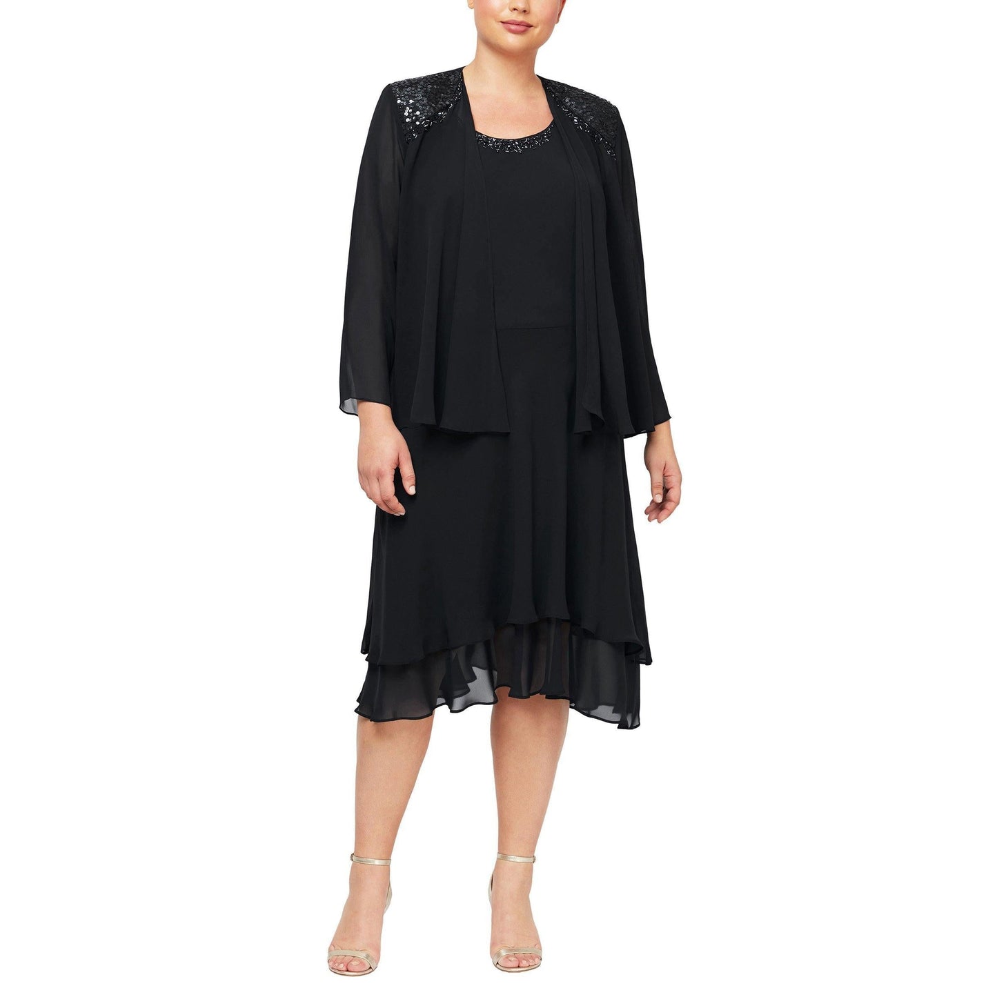 SL Fashions High Low Plus Size Jacket Dress 616184 - The Dress Outlet