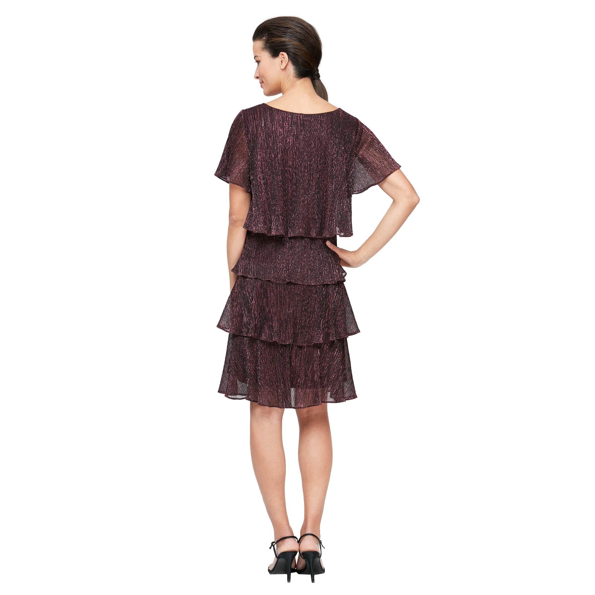 SL Fashions 9155124 High Low Ruffle Tired Dress