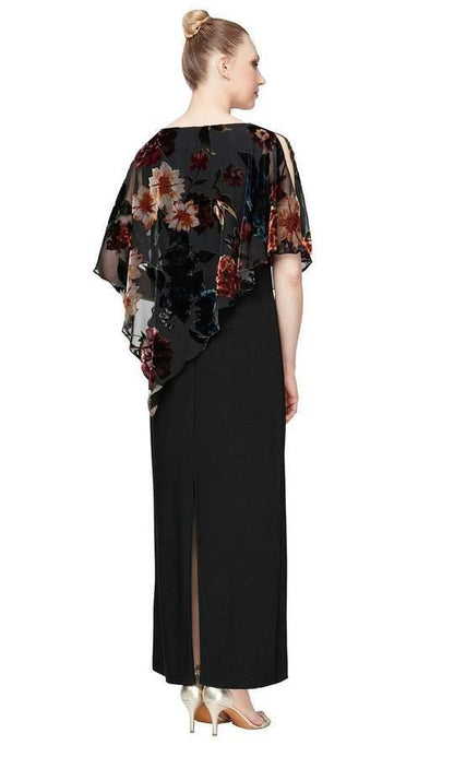 SL Fashions Long Floral Column Dress 9194109 - The Dress Outlet