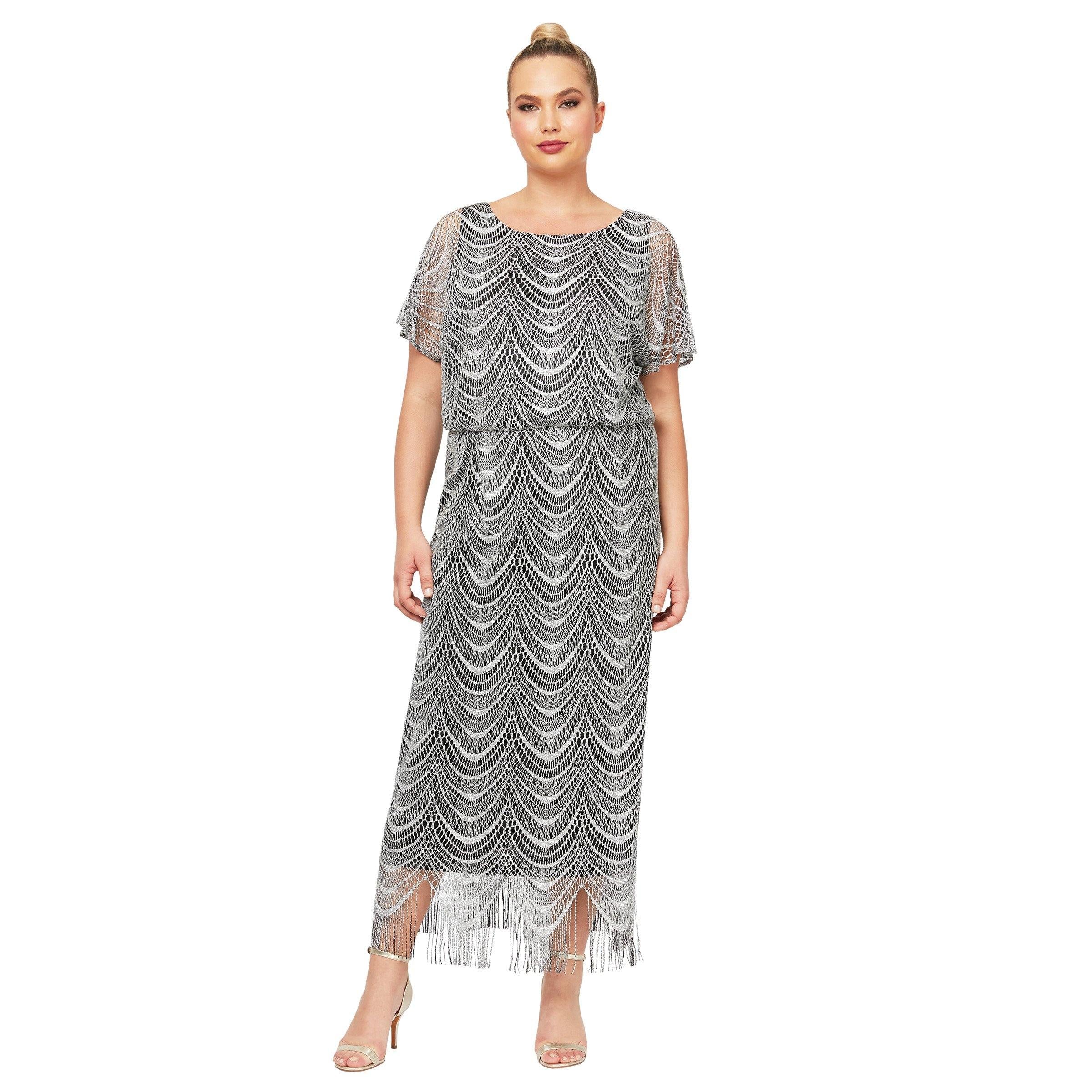 SL Fashions Long Plus Size Blouson Dress 695173 - The Dress Outlet