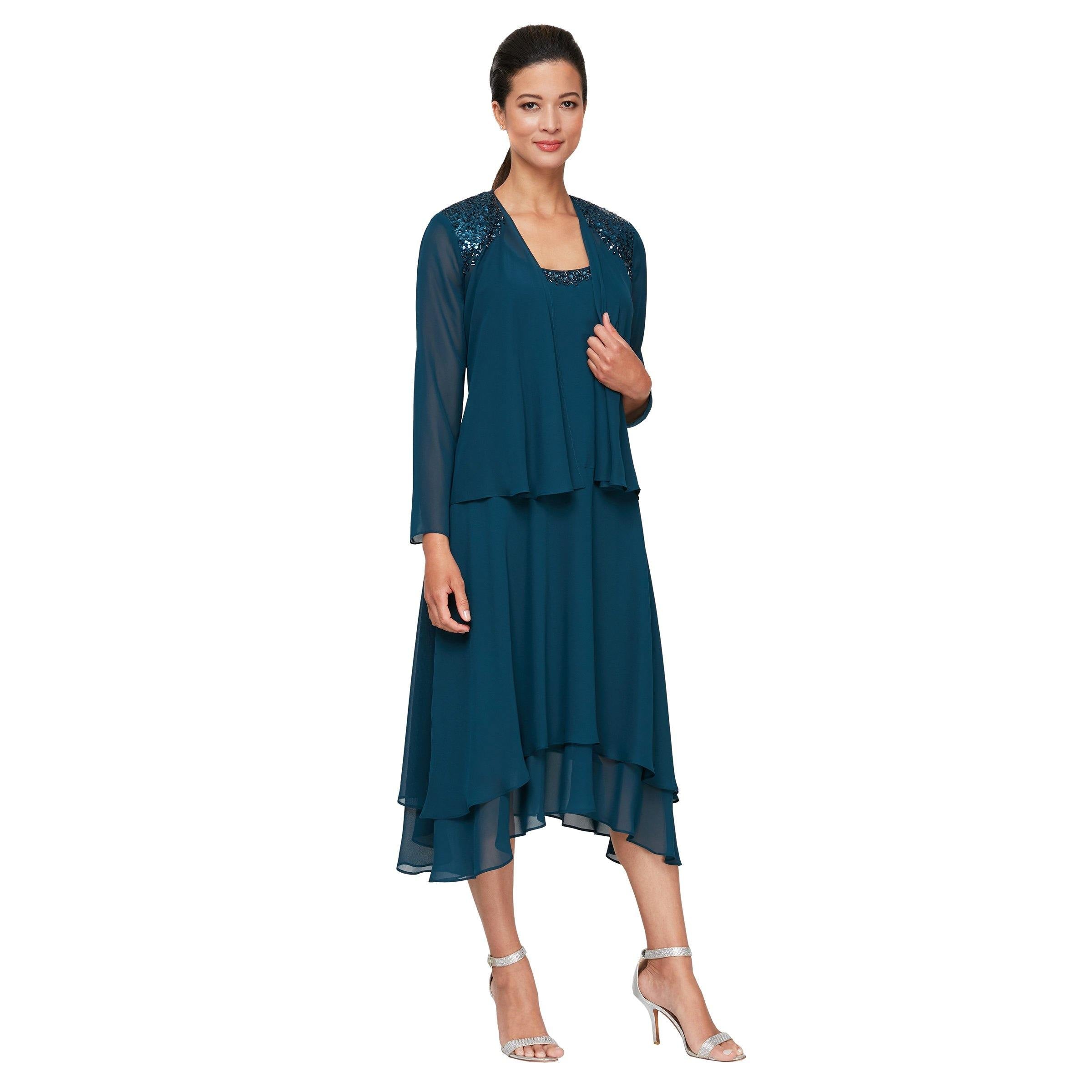 Slny Women's Sequin Jacket Dress, Teal, 16 Slny Women's Sequin Jacket Dress, Teal, 16
