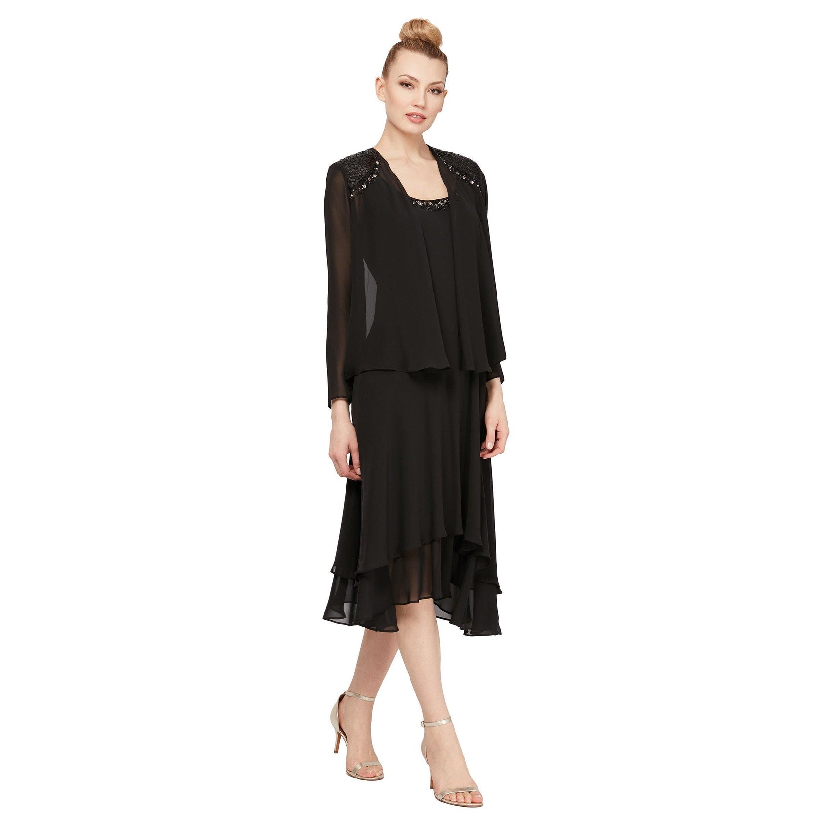 Mother of Bride Short Dress with Jacket Size Medium Style SL8485