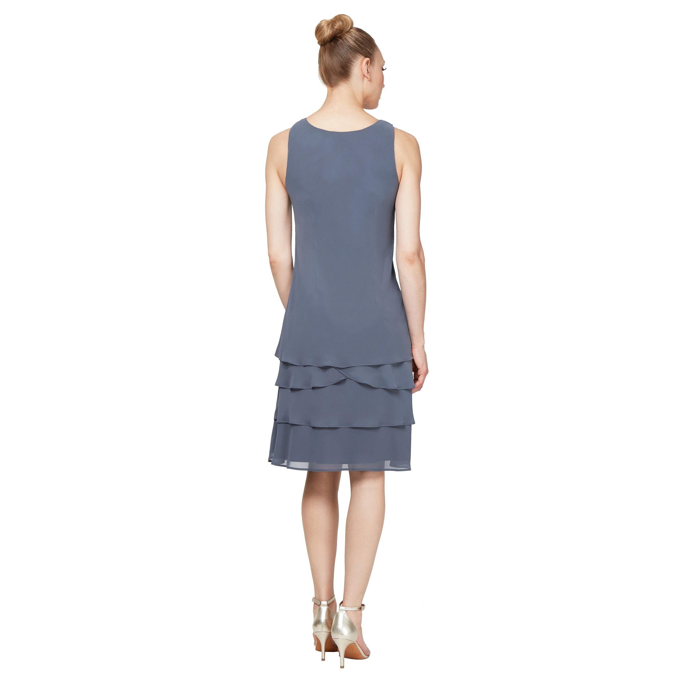 SL Fashions Short Beaded Tiered Jacket Dress 122372 - The Dress Outlet