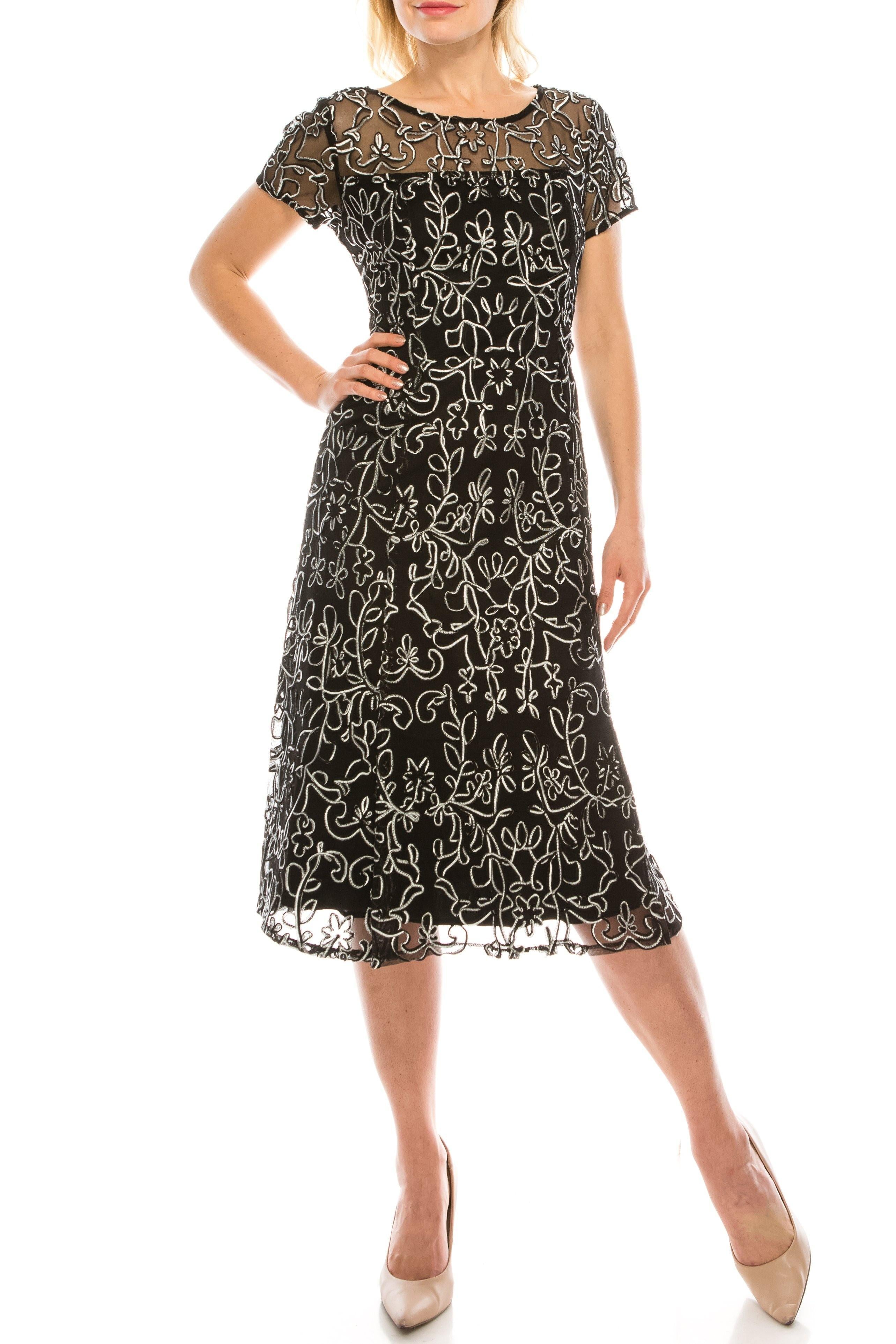 SL Fashions Short Cocktail Mesh Evening Dress 9120251 - The Dress Outlet