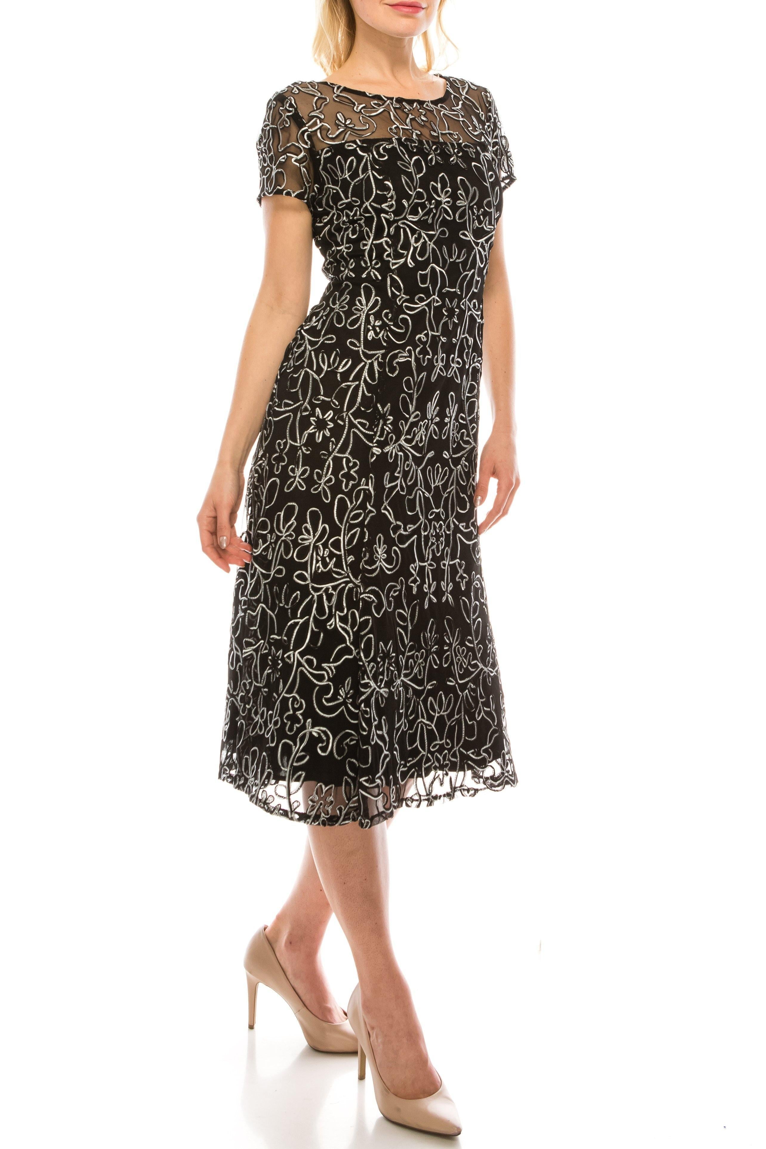 SL Fashions Short Cocktail Mesh Evening Dress 9120251 - The Dress Outlet