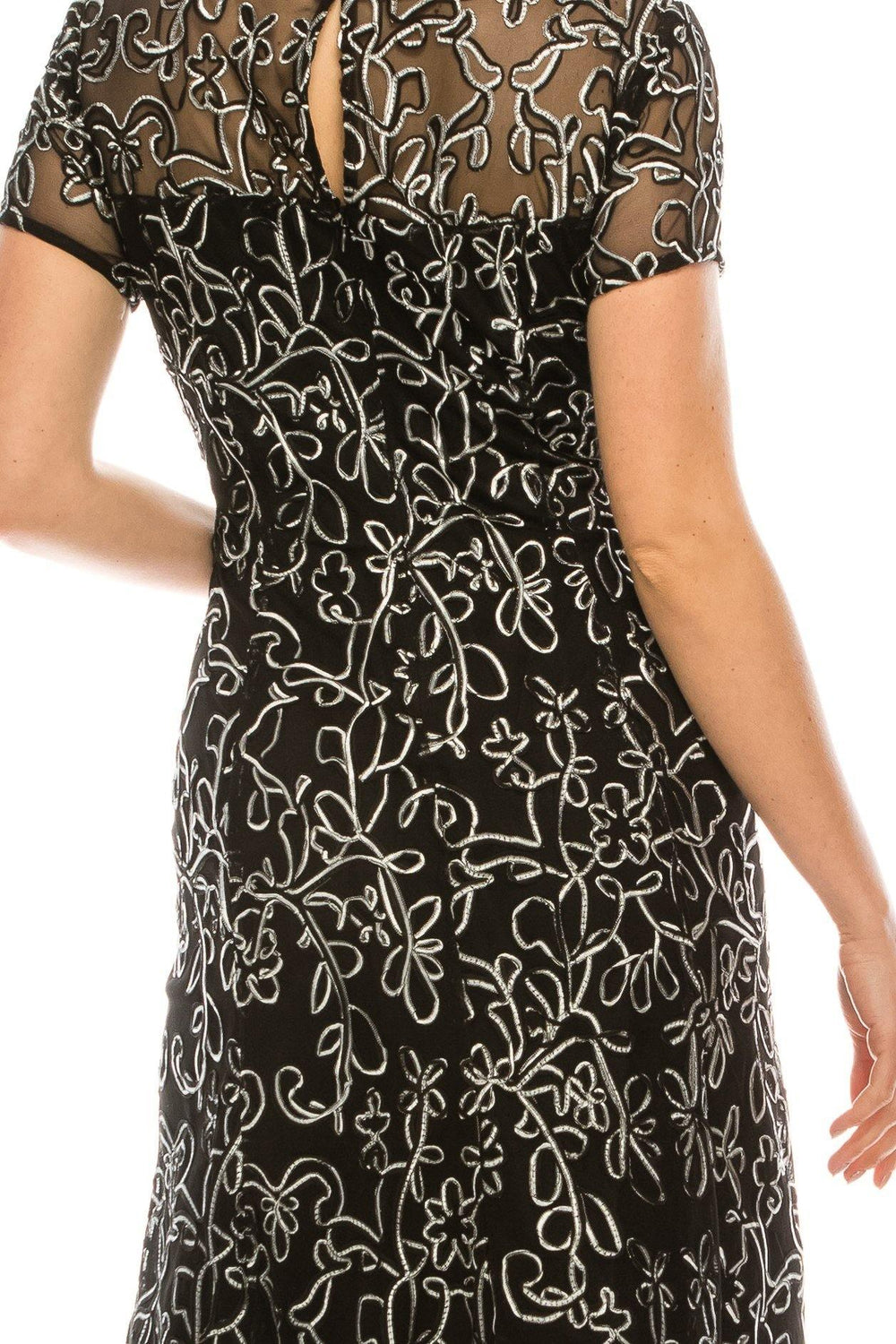 SL Fashions Short Cocktail Mesh Evening Dress 9120251 - The Dress Outlet