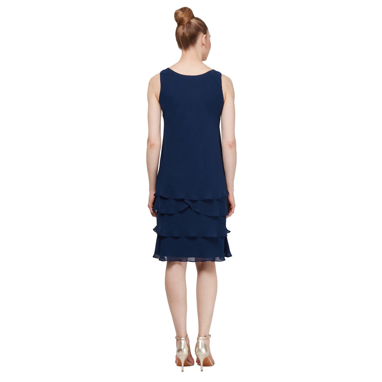 SL Fashions Short Sleeveless Tiered Dress 91701811 - The Dress Outlet