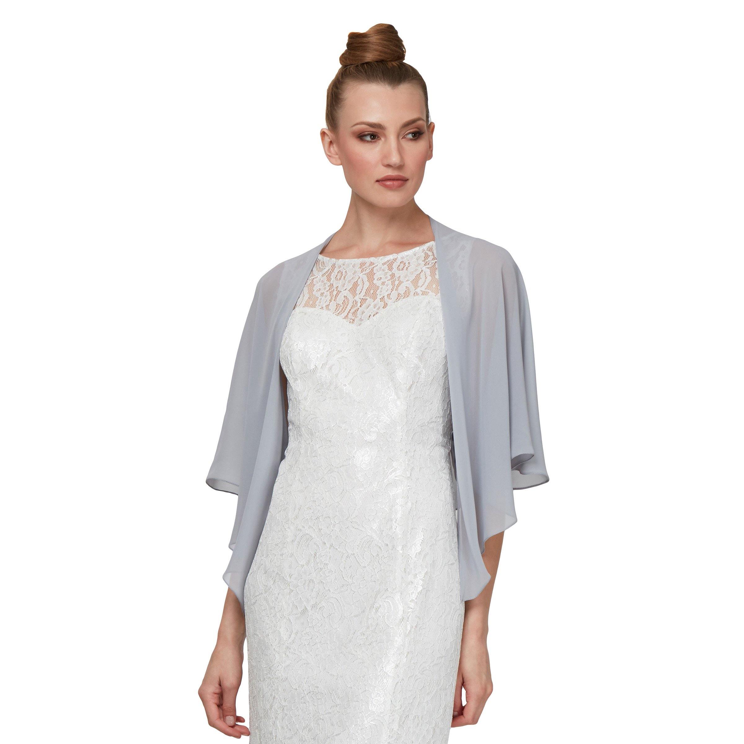 Silver Bolero Jacket For Wedding Long Sleeve Silver Lace Bolero