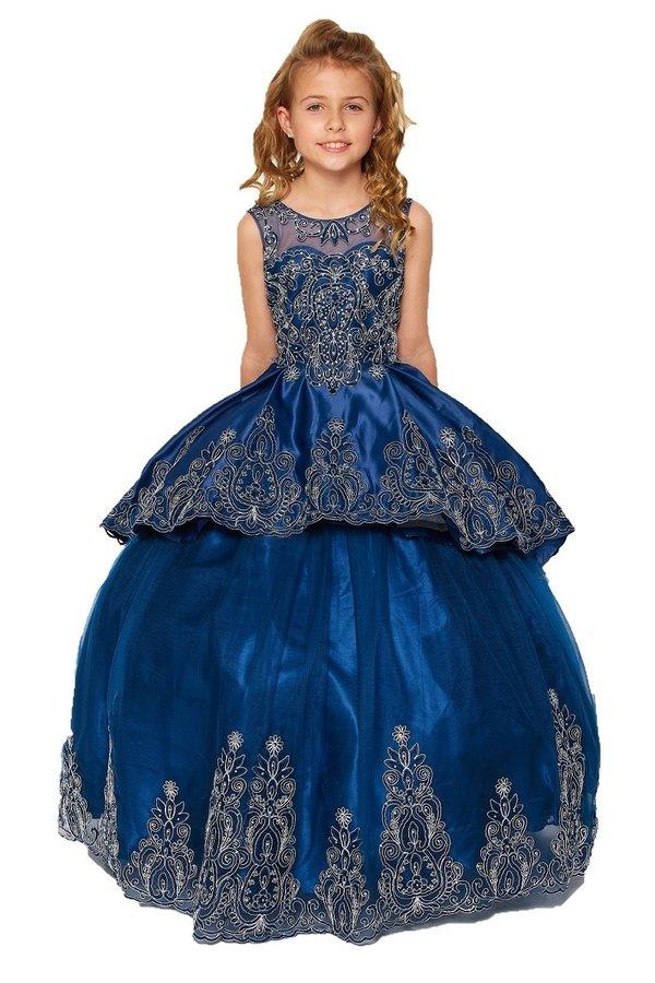Sleeveless A-line Long Flower Girls Dress