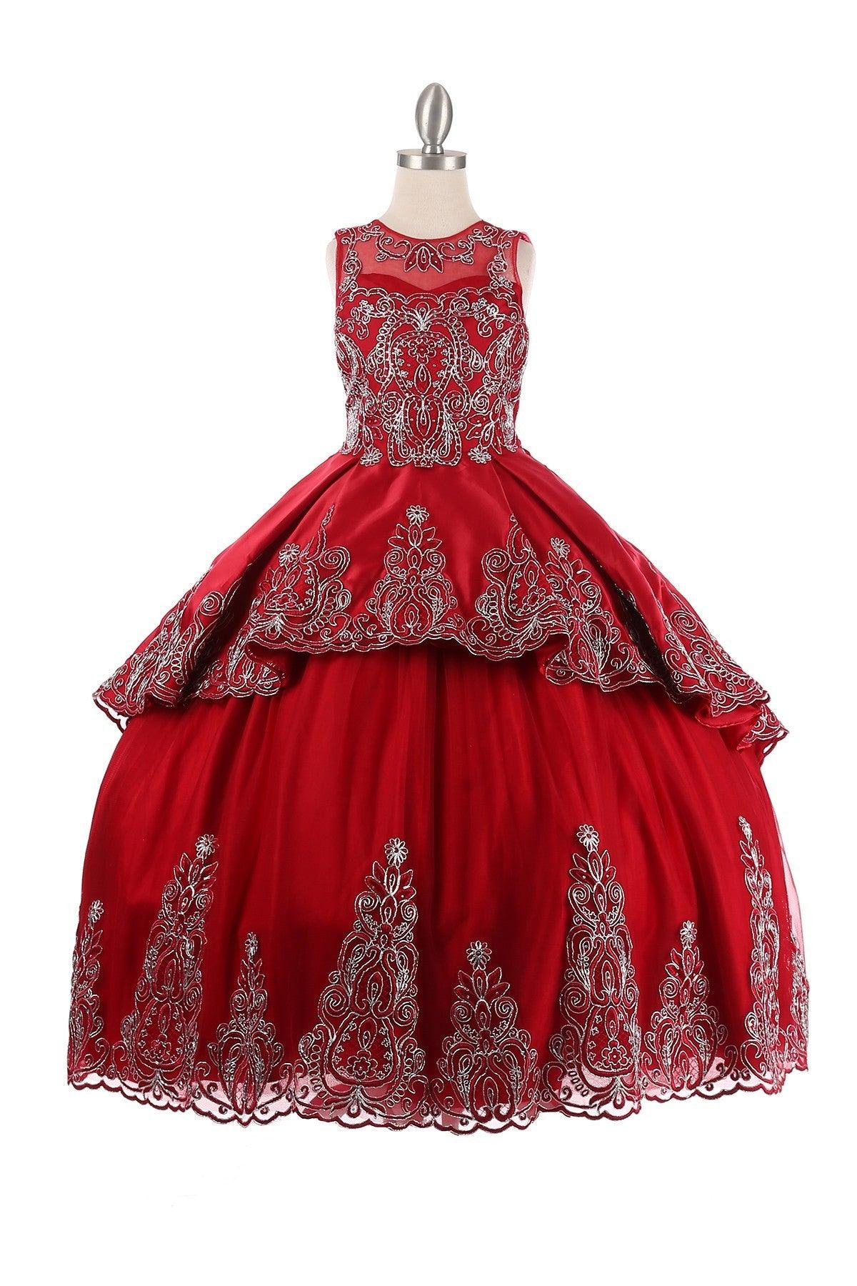 Sleeveless A-line Long Flower Girls Dress
