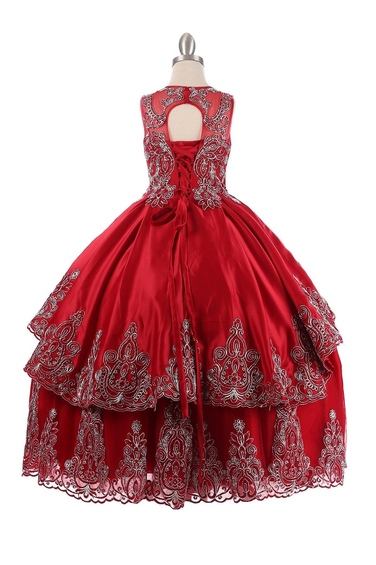 Sleeveless A-line Long Flower Girls Dress - The Dress Outlet