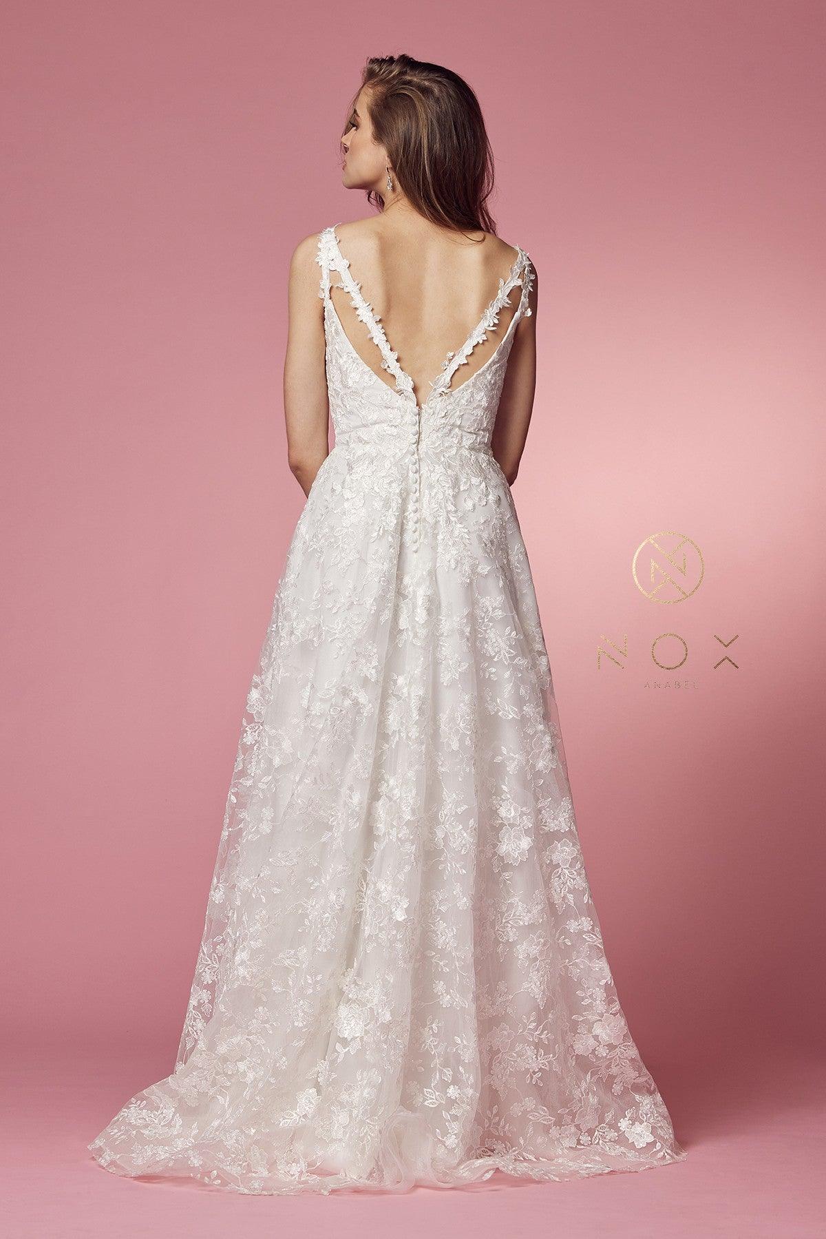 Sleeveless A-Line Long Wedding Gown
