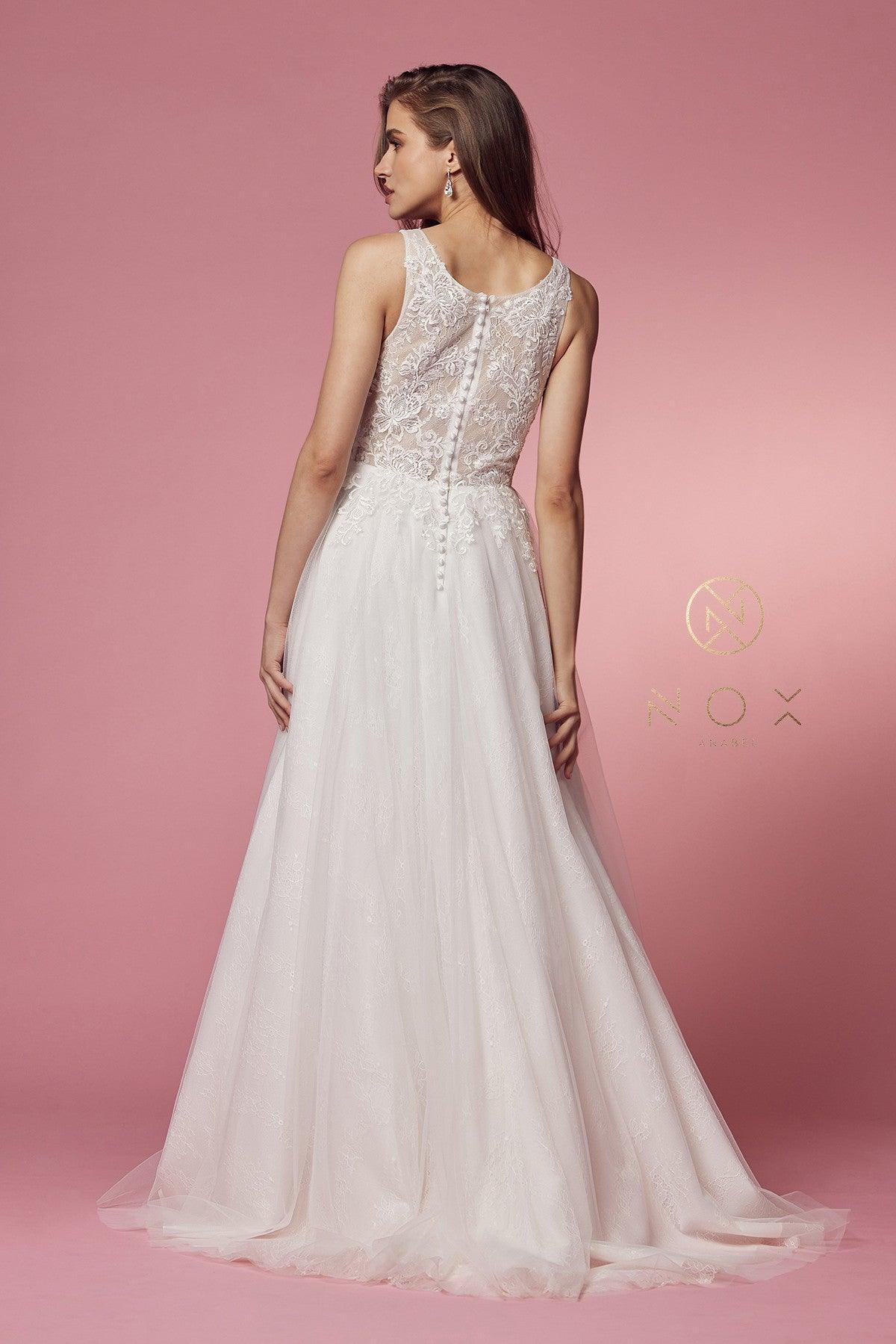 Sleeveless A-Line Long Wedding Gown
