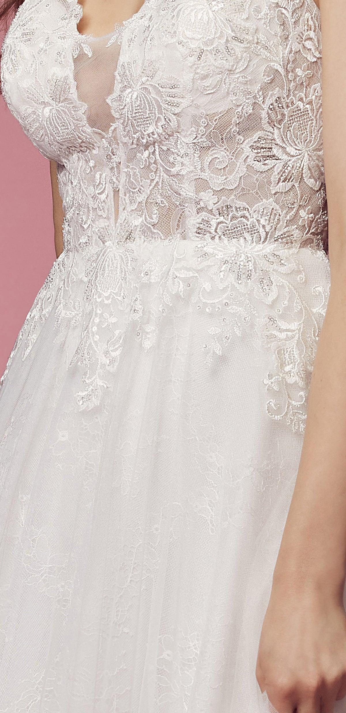Sleeveless A-Line Long Wedding Gown