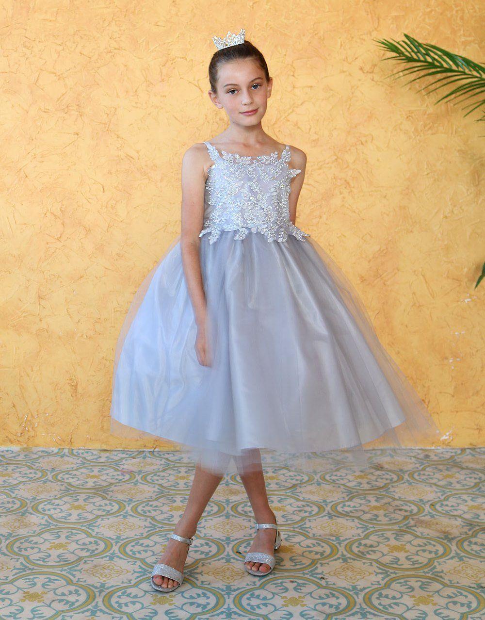Sleeveless Beaded Lace Appliques Flower Girl Dress - The Dress Outlet