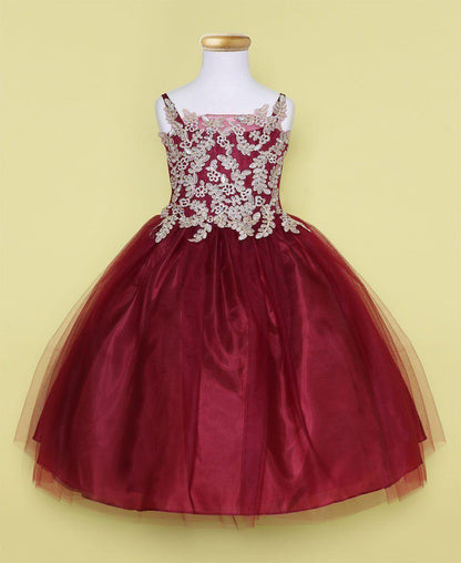 Sleeveless Beaded Lace Appliques Flower Girl Dress - The Dress Outlet