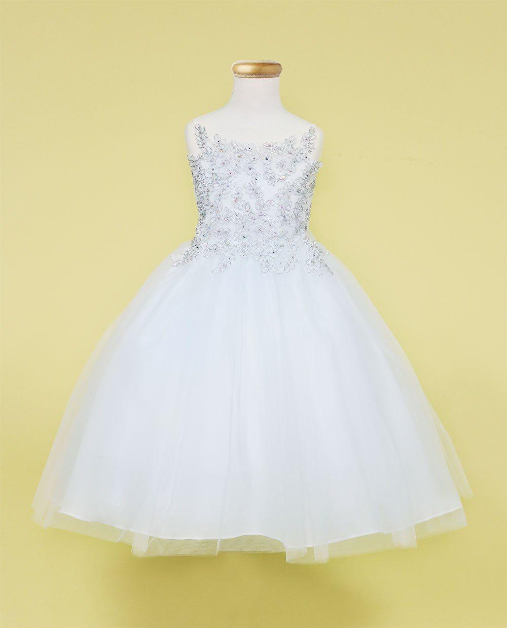 Sleeveless Beaded Lace Appliques Flower Girl Dress - The Dress Outlet