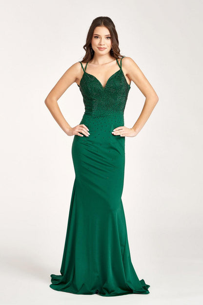 Sleeveless Beaded Mermaid Prom Long Dress - The Dress Outlet