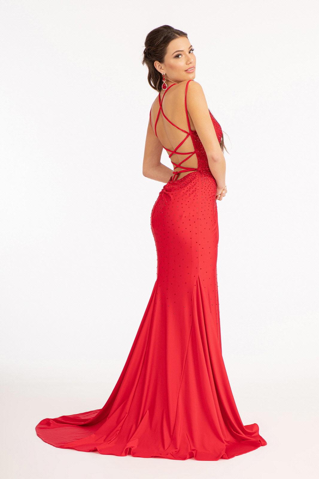 Sleeveless Beaded Mermaid Prom Long Dress