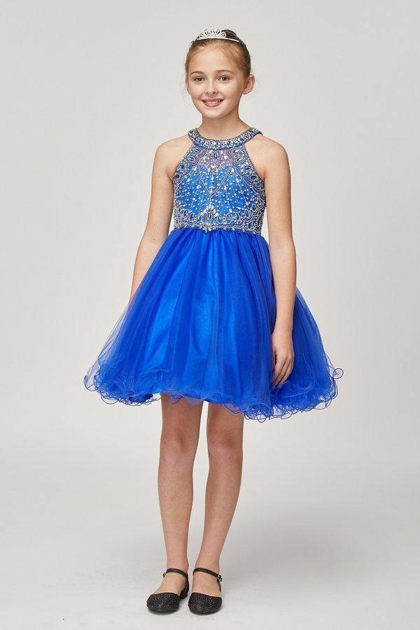 Sleeveless Embellished Short Party Dress Flower Girl - The Dress Outlet Cinderella Couture
