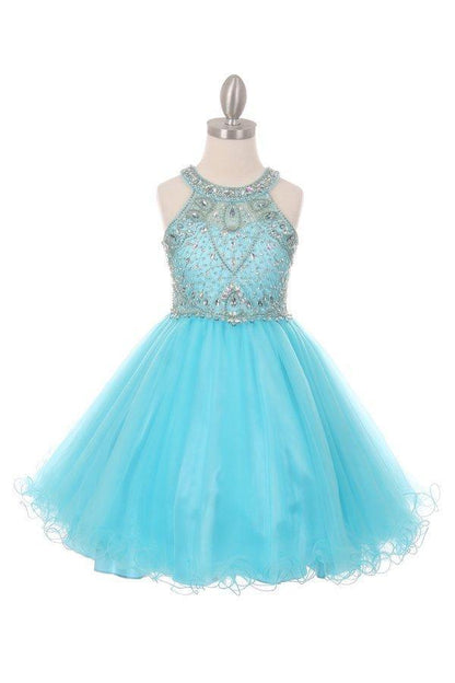 Sleeveless Embellished Short Party Dress Flower Girl - The Dress Outlet Cinderella Couture