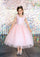 Sleeveless Floral Tea Length Flower Girl Dress - The Dress Outlet