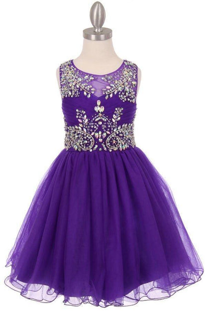 Sleeveless Flower Girl Dress with Rhinestone Bodice - The Dress Outlet Cinderella Couture