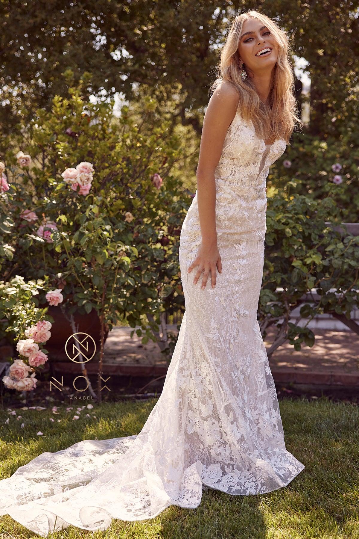 Sleeveless Formal Long Wedding Gown - The Dress Outlet