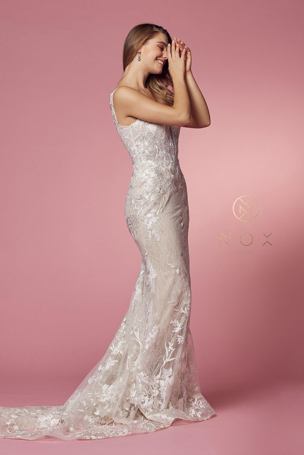 Sleeveless Formal Long Wedding Gown - The Dress Outlet