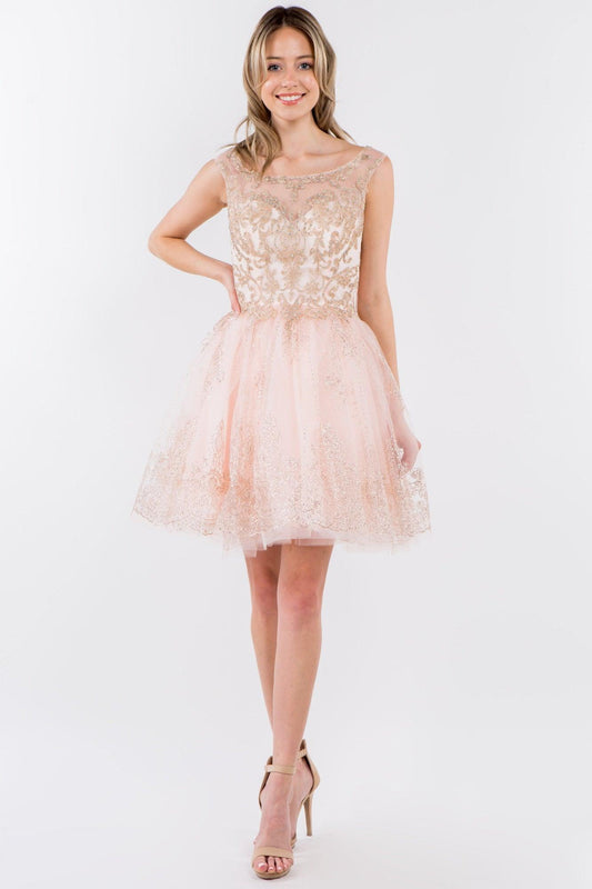 Sleeveless Glitter Short A Line Dress Sale - The Dress Outlet