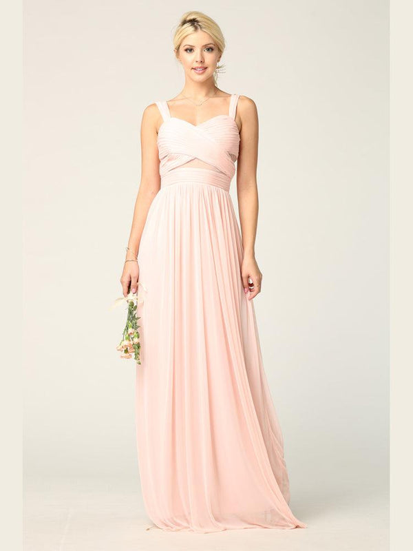 Sleeveless Long Bridesmaids Mesh Dress