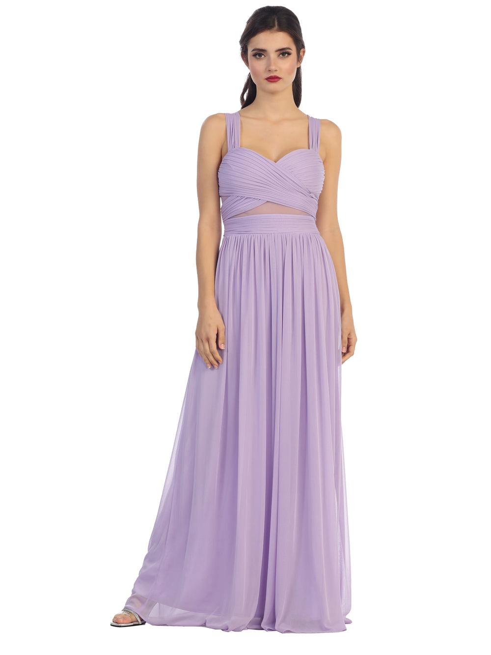 Sleeveless Long Bridesmaids Mesh Dress