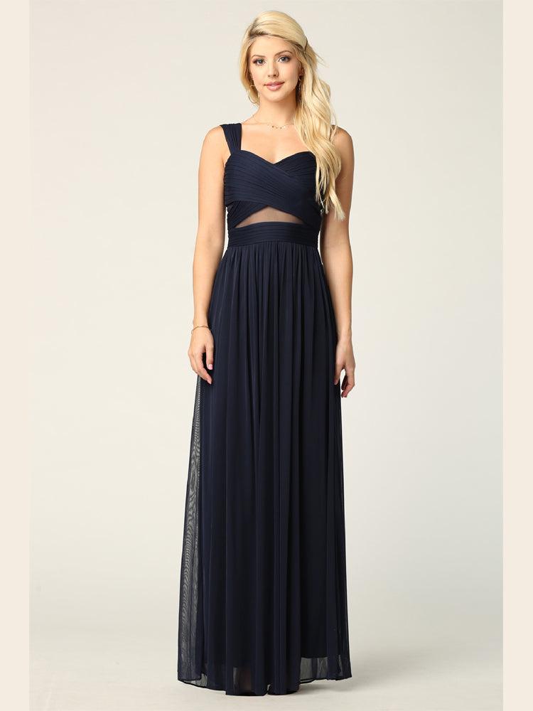 Sleeveless Long Bridesmaids Mesh Dress
