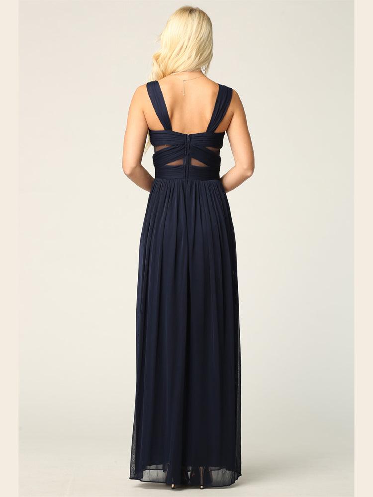 Sleeveless Long Bridesmaids Mesh Dress