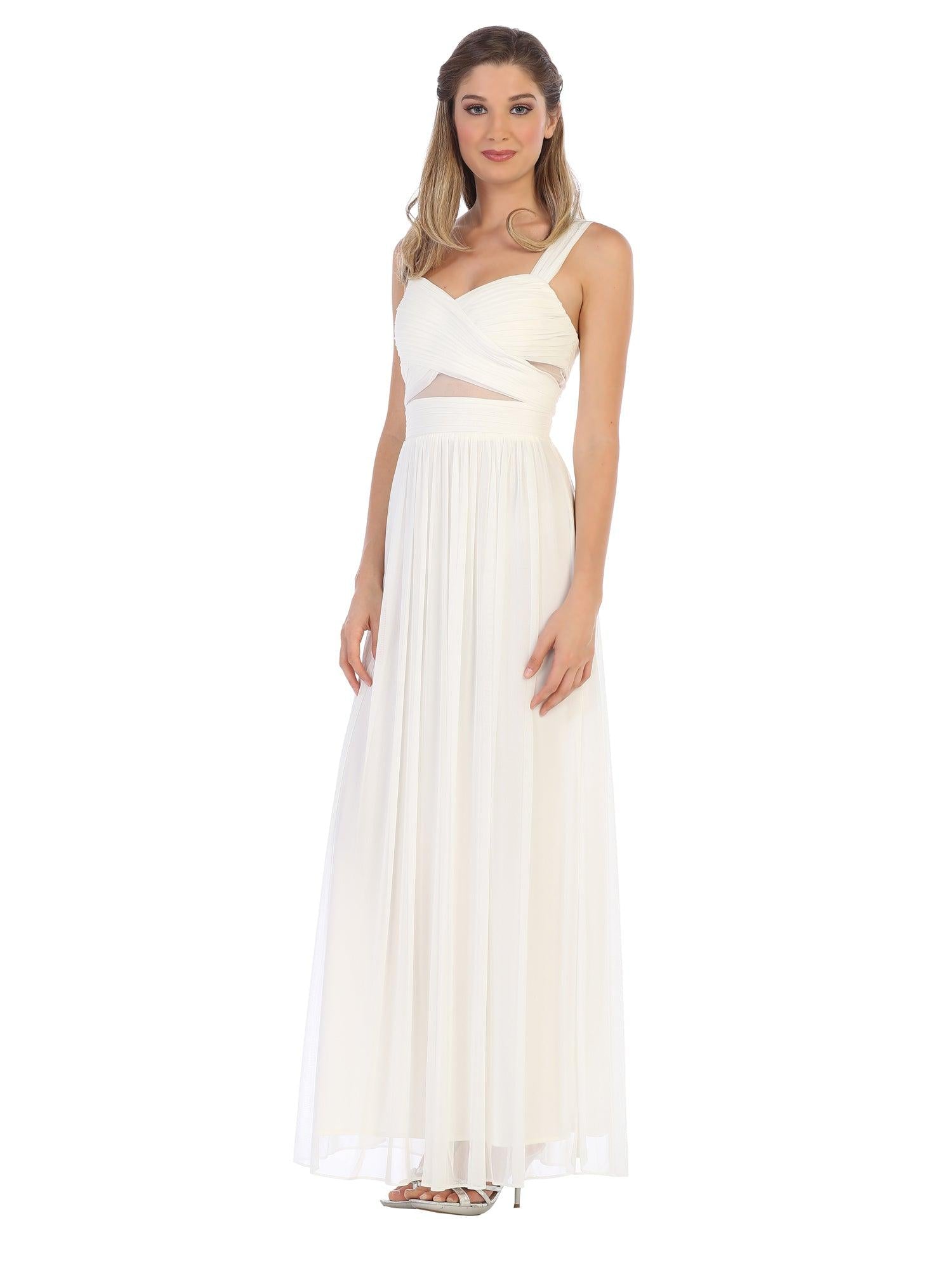 Sleeveless Long Bridesmaids Mesh Dress