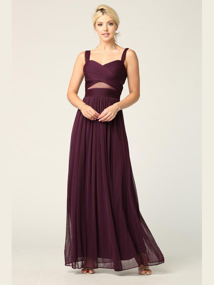 Sleeveless Long Bridesmaids Mesh Dress