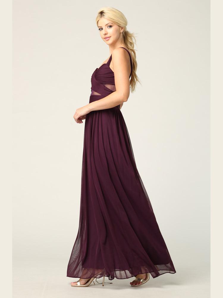 Sleeveless Long Bridesmaids Mesh Dress