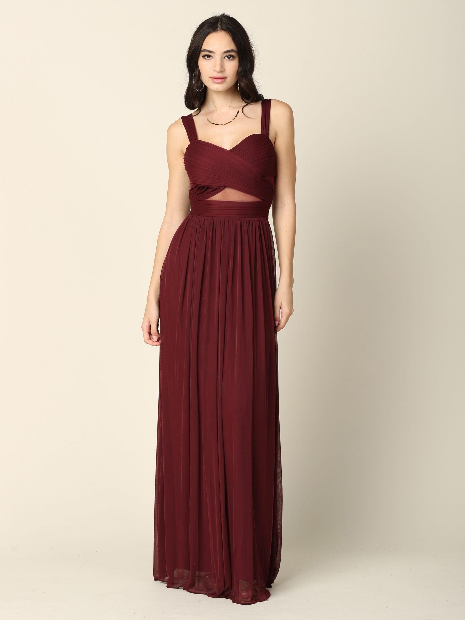 Sleeveless Long Bridesmaids Mesh Dress