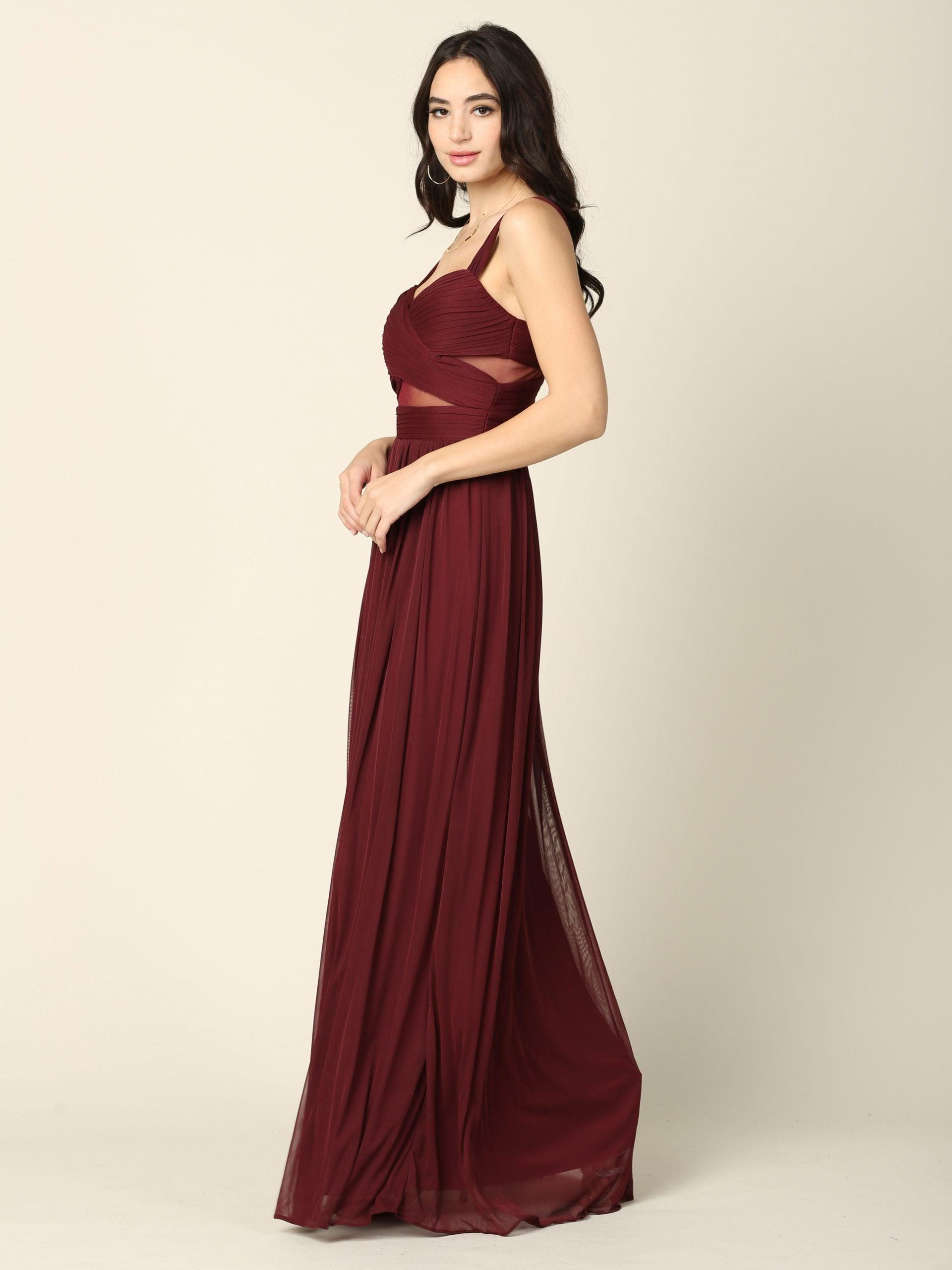Sleeveless Long Bridesmaids Mesh Dress