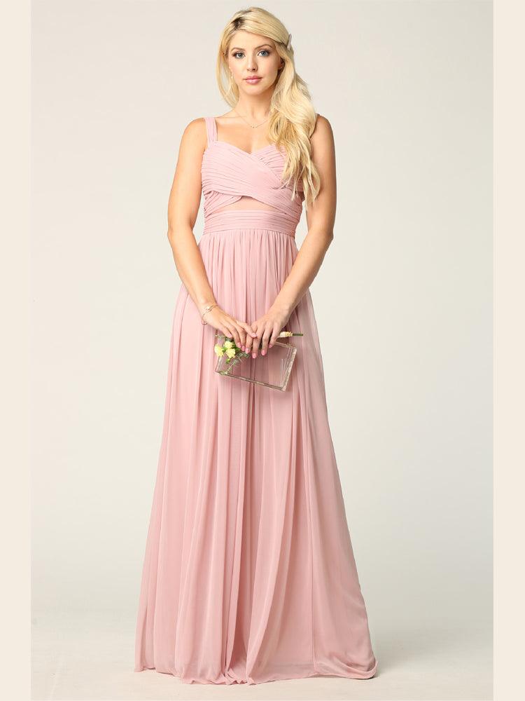Sleeveless Long Bridesmaids Mesh Dress