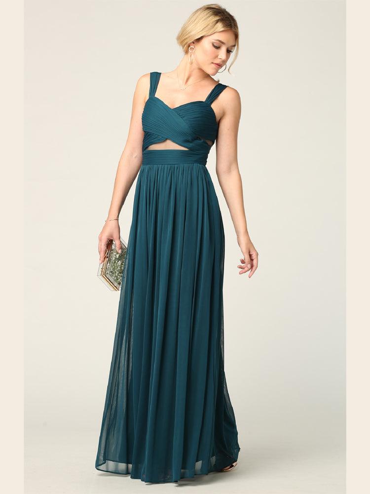 Sleeveless Long Bridesmaids Mesh Dress