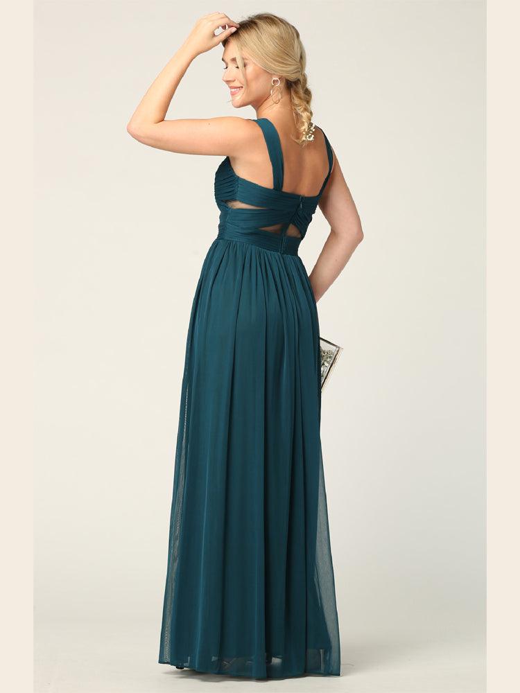 Sleeveless Long Bridesmaids Mesh Dress