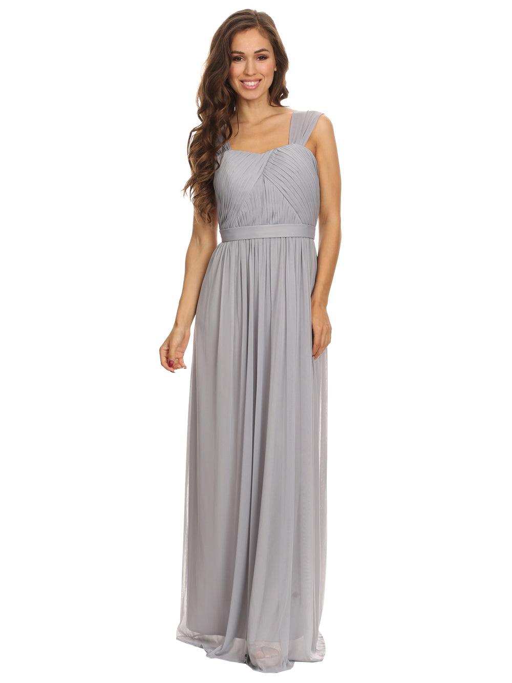 Sleeveless Long Bridesmaids Pleated Dress