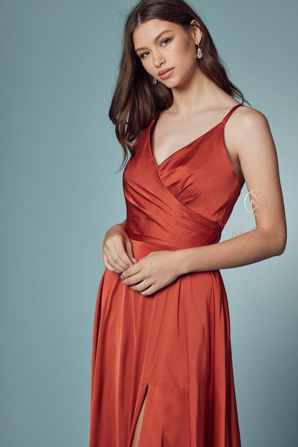 Burnt Sienna Sleeveless Long Fit and Flare Prom Dress for $158.99 – The Dress Outlet